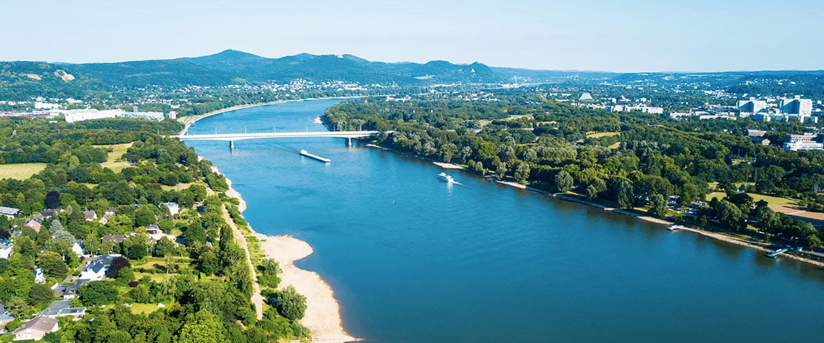An aerial view over Bonn, Germany